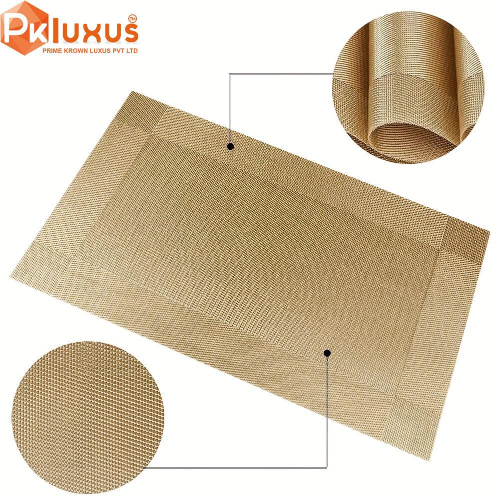 6/8pcs, Luxury PVC Placemats, Square Golden Table Pads By PK LUXUS™ - PK LUXUS