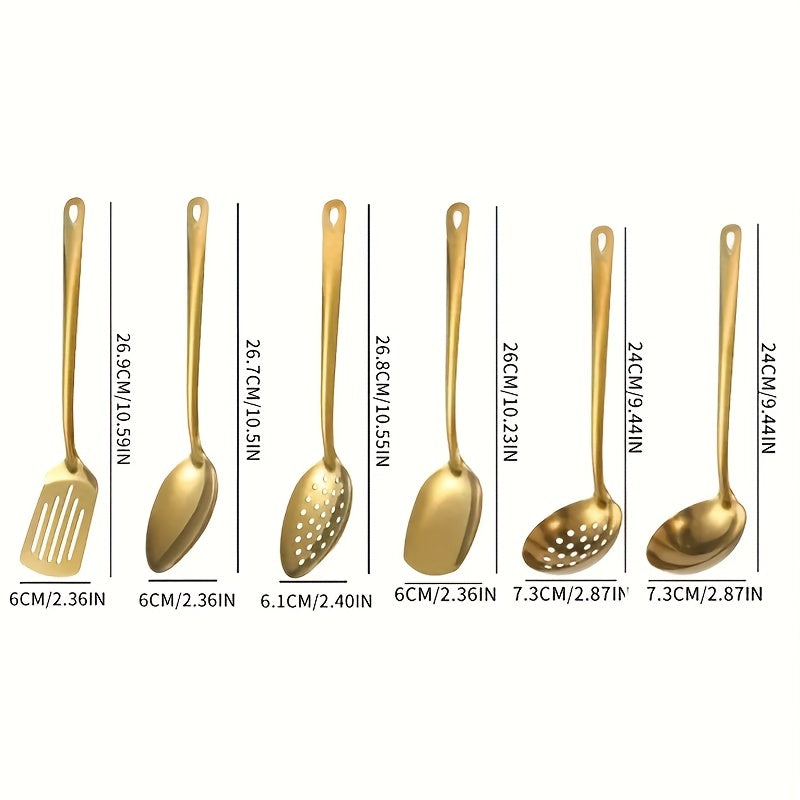 6pcs Korean Style Stainless Steel Gold-Plated Spatula Kitchenware Set By PK LUXUS™