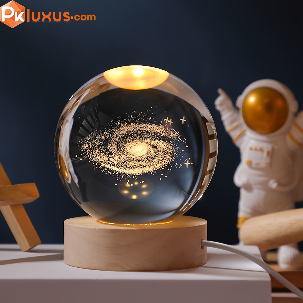 3D Laser-Engraved Crystal Ball Night Light - USB Powered Lamp By PK LUXUS™ - PK LUXUS
