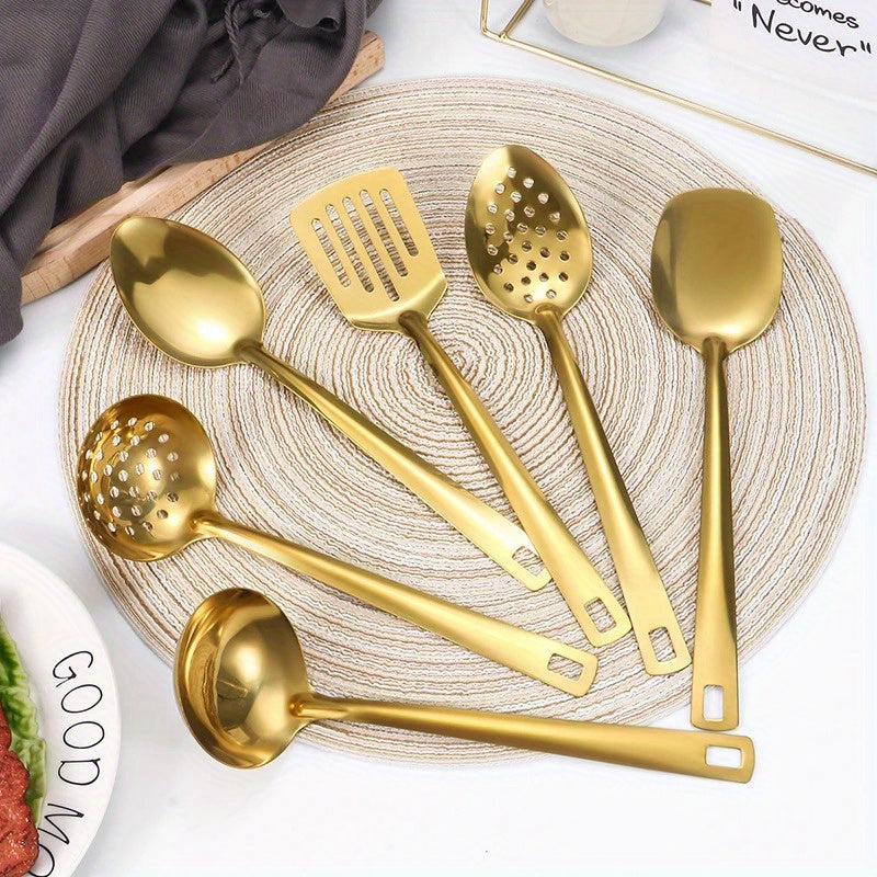 6pcs Korean Style Stainless Steel Gold-Plated Spatula Kitchenware Set By PK LUXUS™