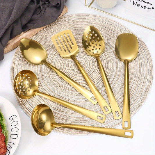 6pcs Korean Style Stainless Steel Gold-Plated Spatula Kitchenware Set By PK LUXUS™
