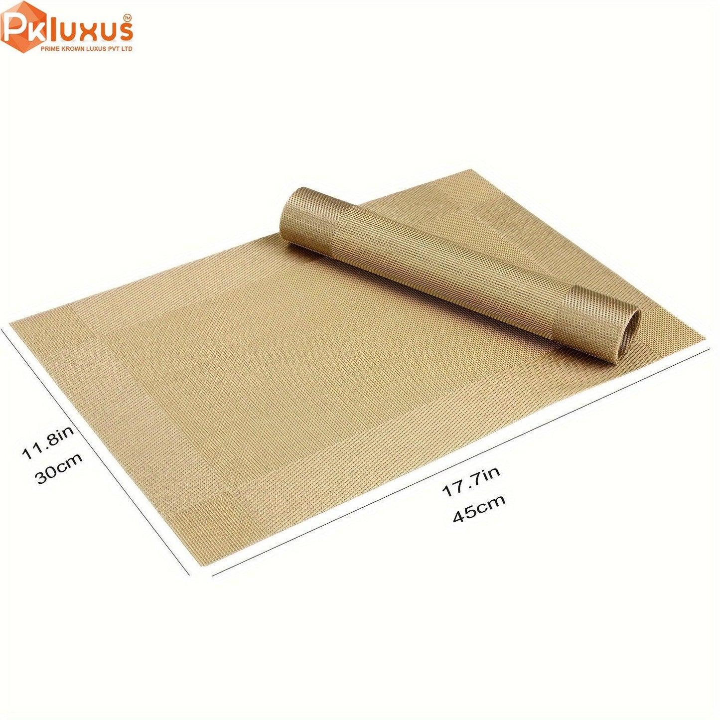 6/8pcs, Luxury PVC Placemats, Square Golden Table Pads By PK LUXUS™ - PK LUXUS