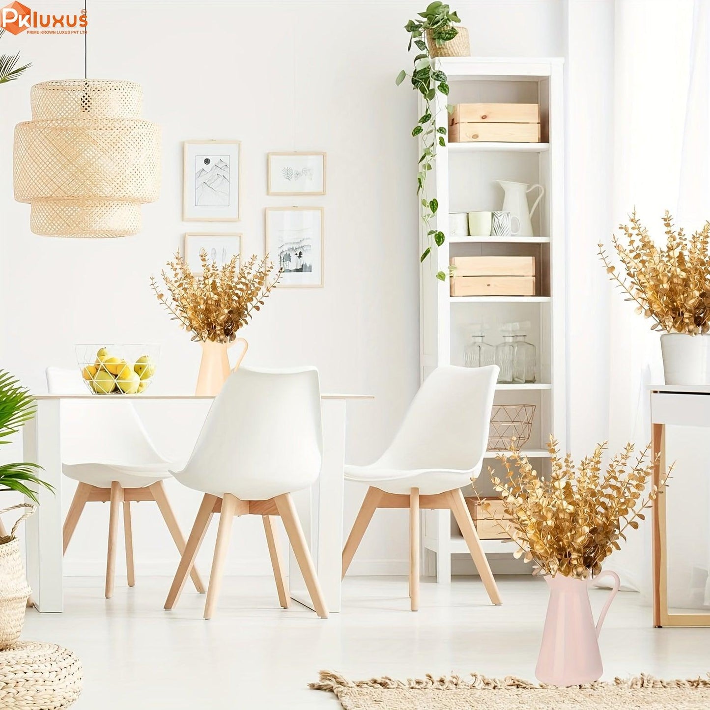 10 Stems Bunch Golden Eucalyptus Faux Leaves By PK LUXUS™ - PK LUXUS