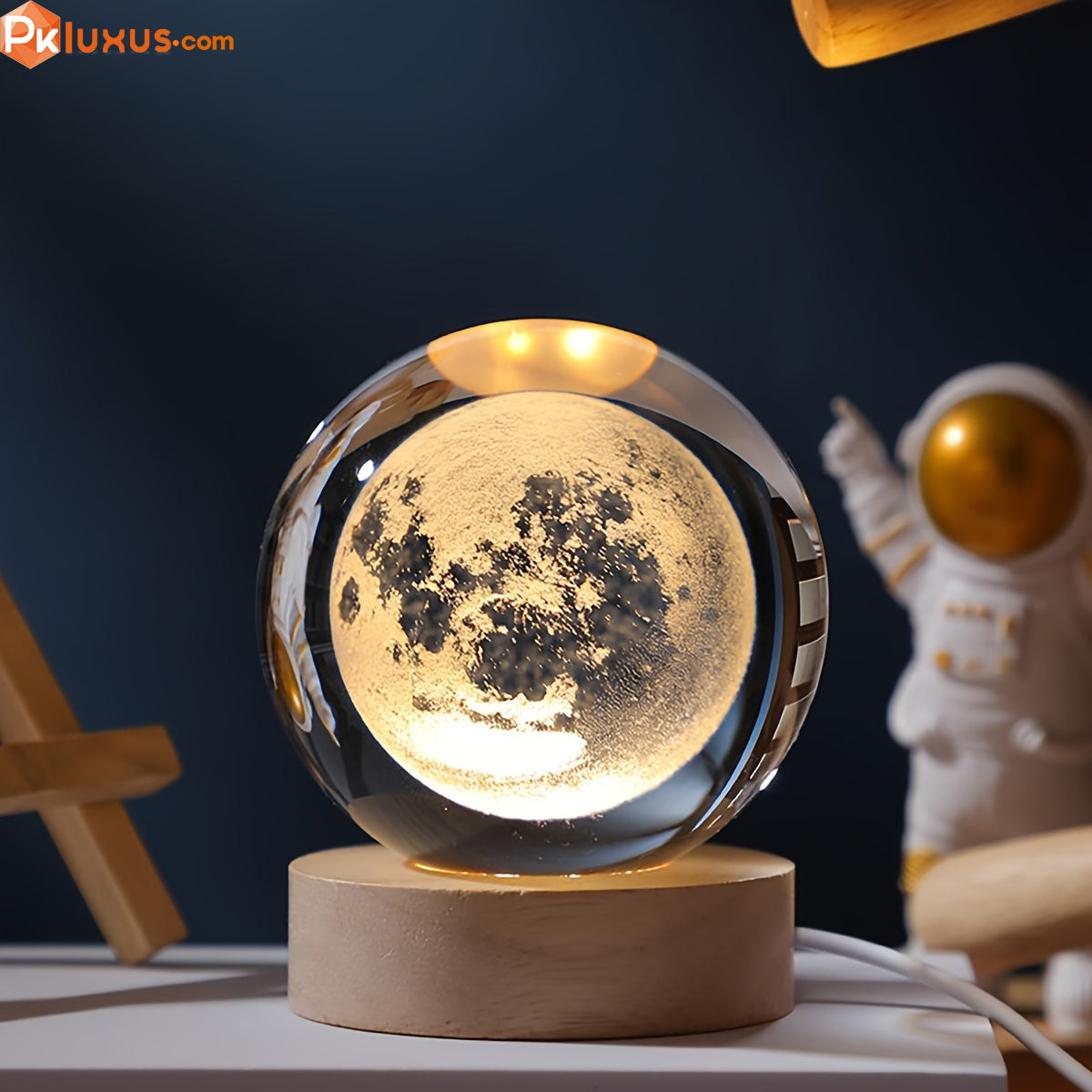3D Laser-Engraved Crystal Ball Night Light - USB Powered Lamp By PK LUXUS™ - PK LUXUS
