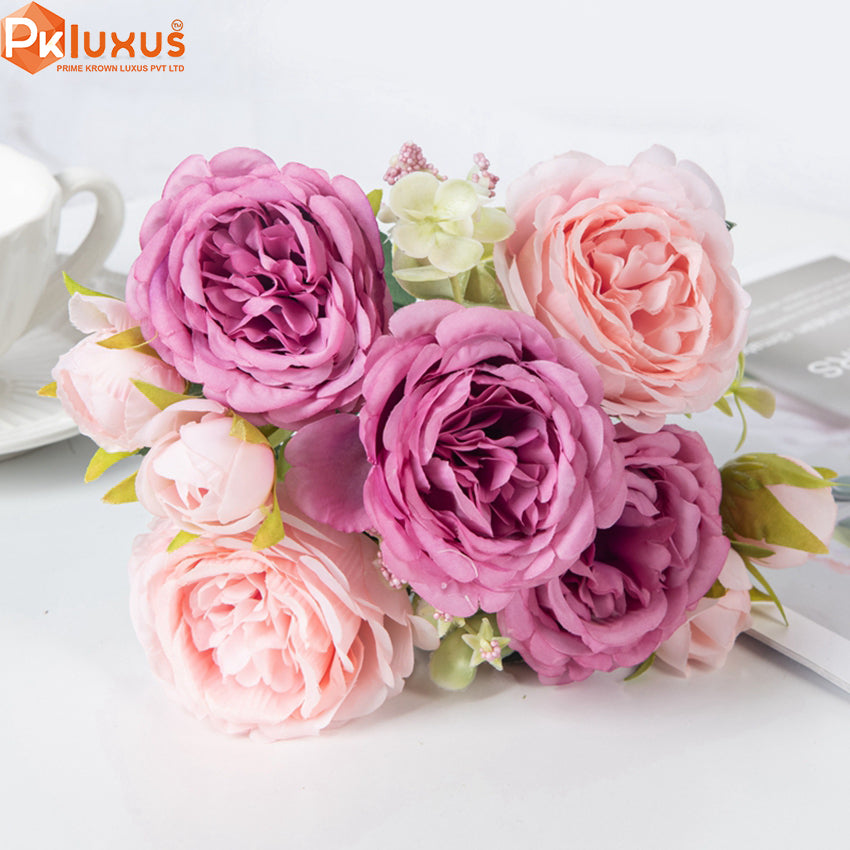 12-Inch Mini Peonies Bouquet Bundle (3 Colors) By PK LUXUS™ - PK LUXUS