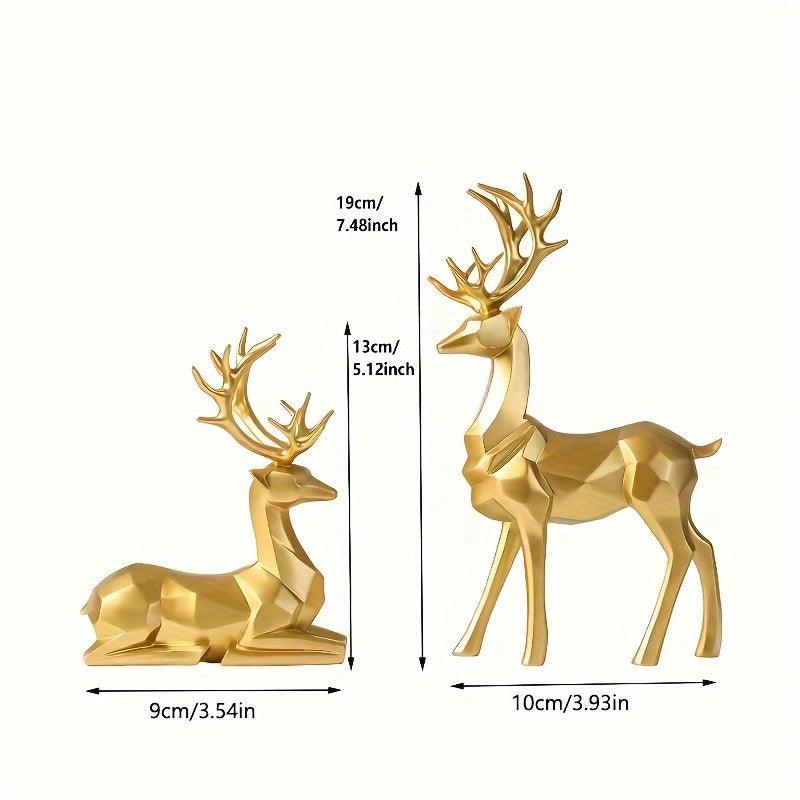Set of 2 Golden Luxury Deer Figurines By PK LUXUS™ - PK LUXUS
