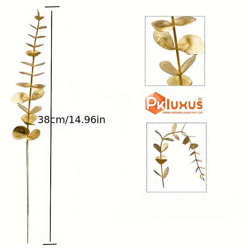 10 Stems Bunch Golden Eucalyptus Faux Leaves By PK LUXUS™ - PK LUXUS