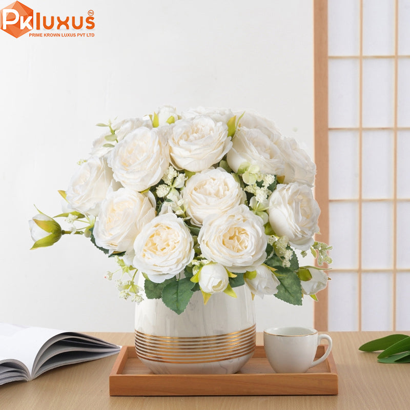 12-Inch Mini Peonies Bouquet Bundle (3 Colors) By PK LUXUS™ - PK LUXUS