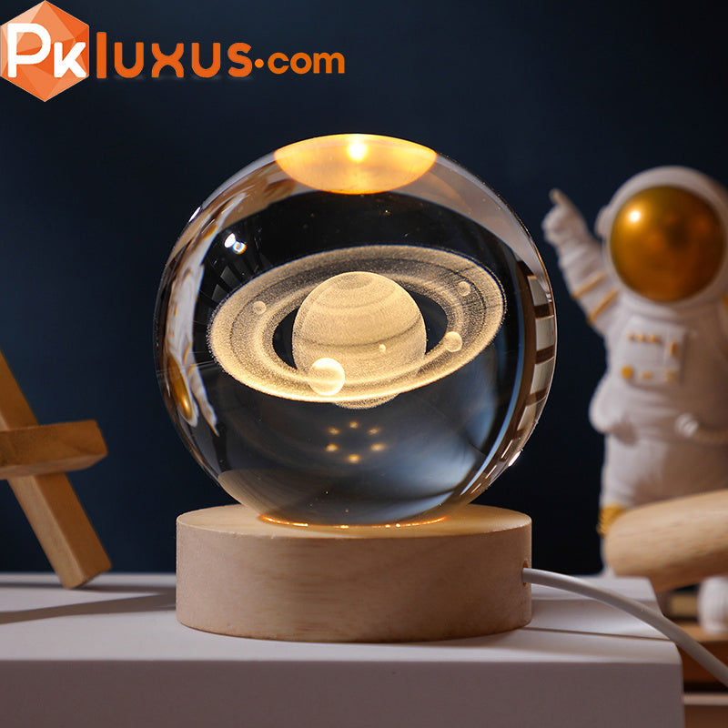 3D Laser-Engraved Crystal Ball Night Light - USB Powered Lamp By PK LUXUS™ - PK LUXUS