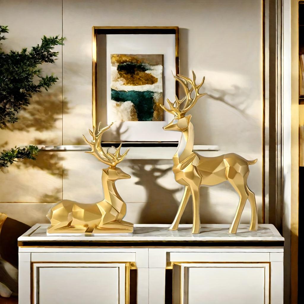 Set of 2 Golden Luxury Deer Figurines By PK LUXUS™ - PK LUXUS