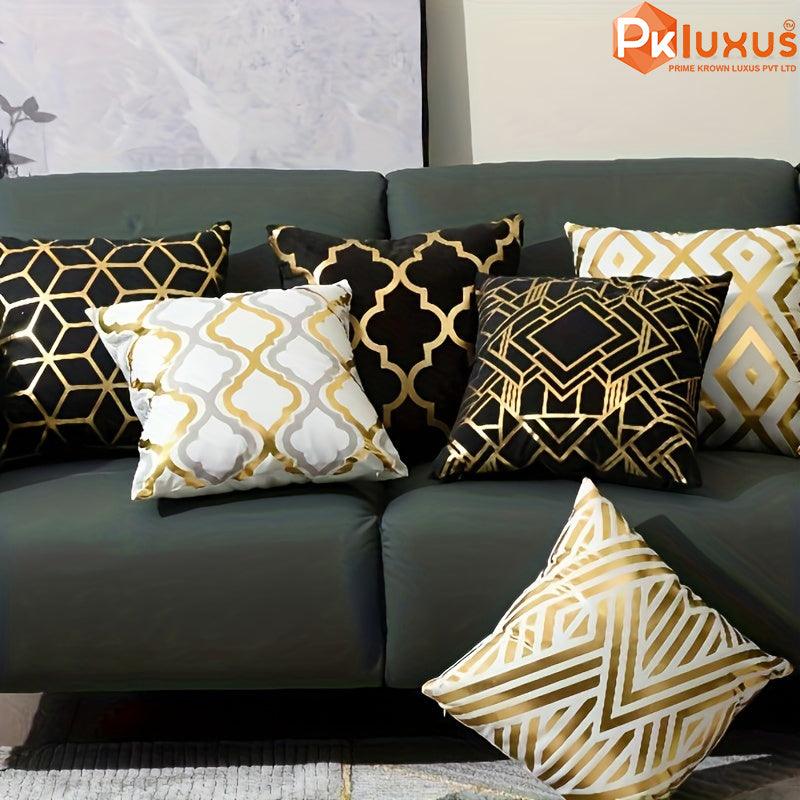4pcs, Golden Foil Geometric Throw Pillow Covers By PK LUXUS™ - PK LUXUS