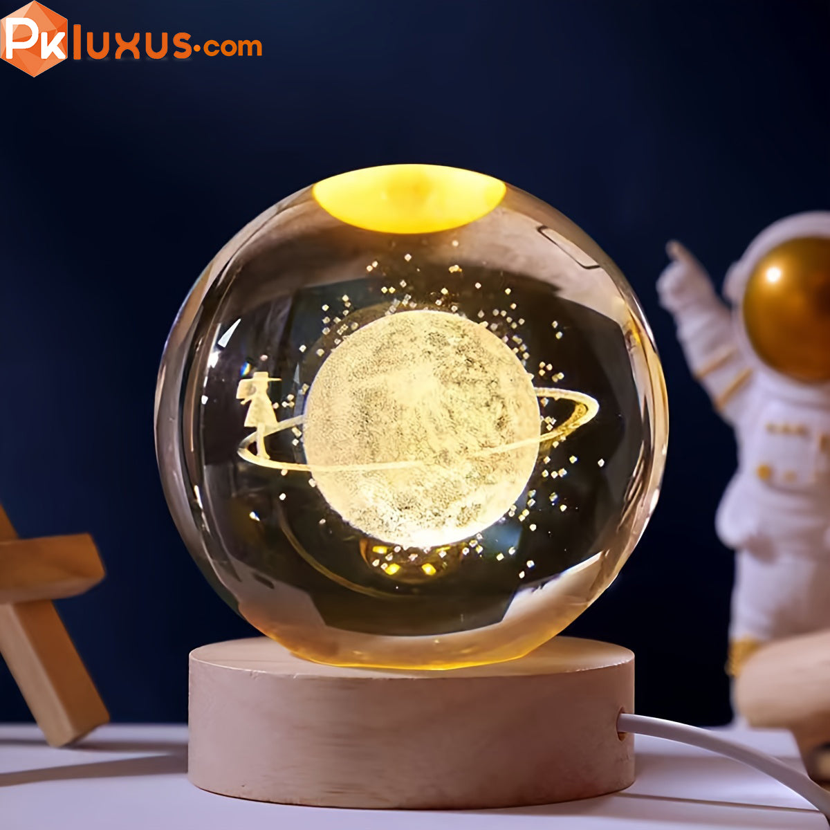 3D Laser-Engraved Crystal Ball Night Light - USB Powered Lamp By PK LUXUS™ - PK LUXUS