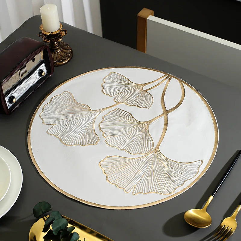 6/8/12pcs, Luxury PVC Placemats, Round Golden Table Pads By PK LUXUS™