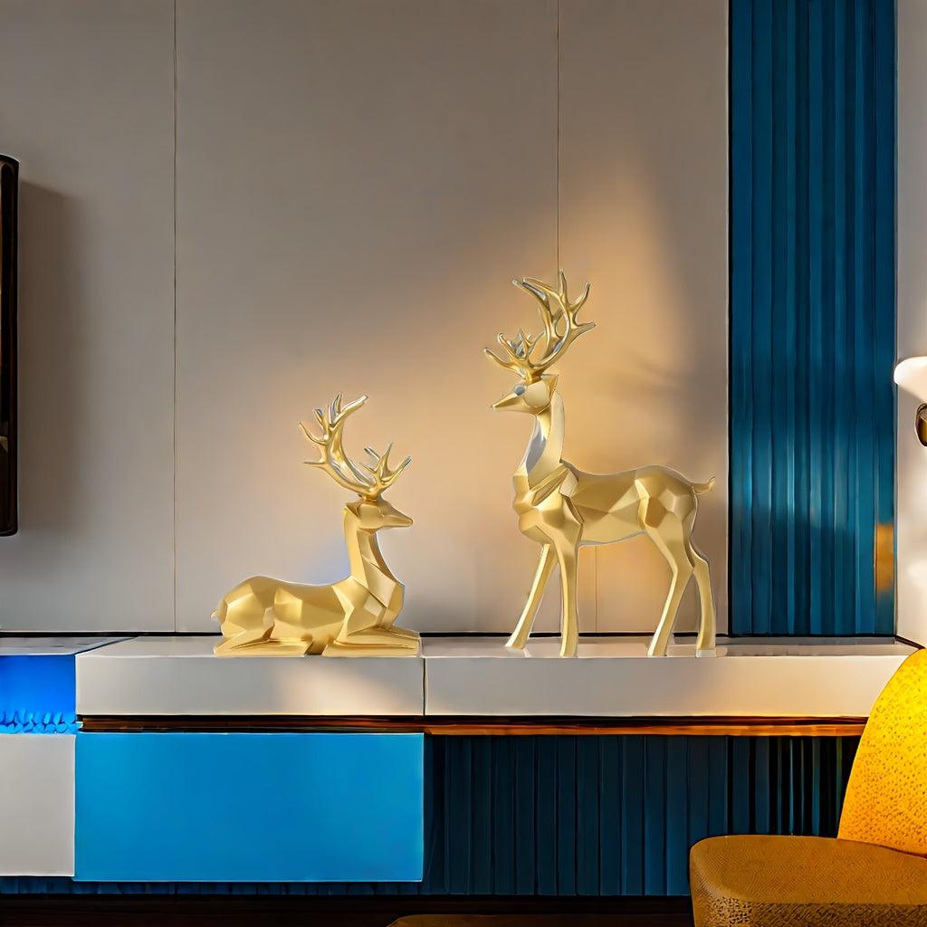 Set of 2 Golden Luxury Deer Figurines By PK LUXUS™ - PK LUXUS