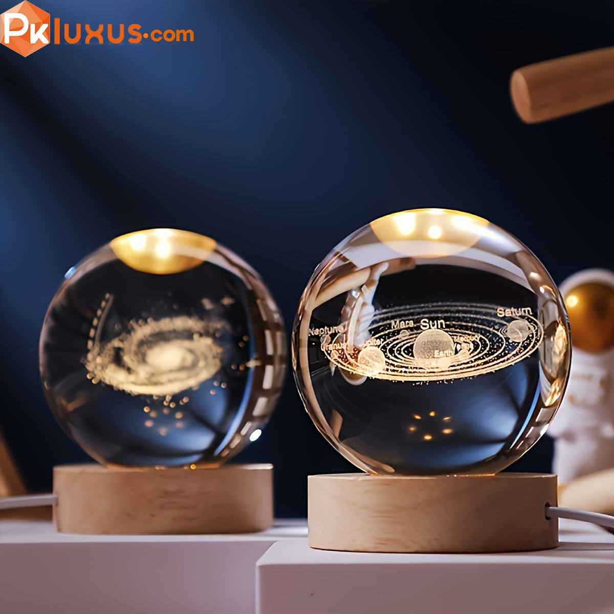 3D Laser-Engraved Crystal Ball Night Light - USB Powered Lamp By PK LUXUS™ - PK LUXUS
