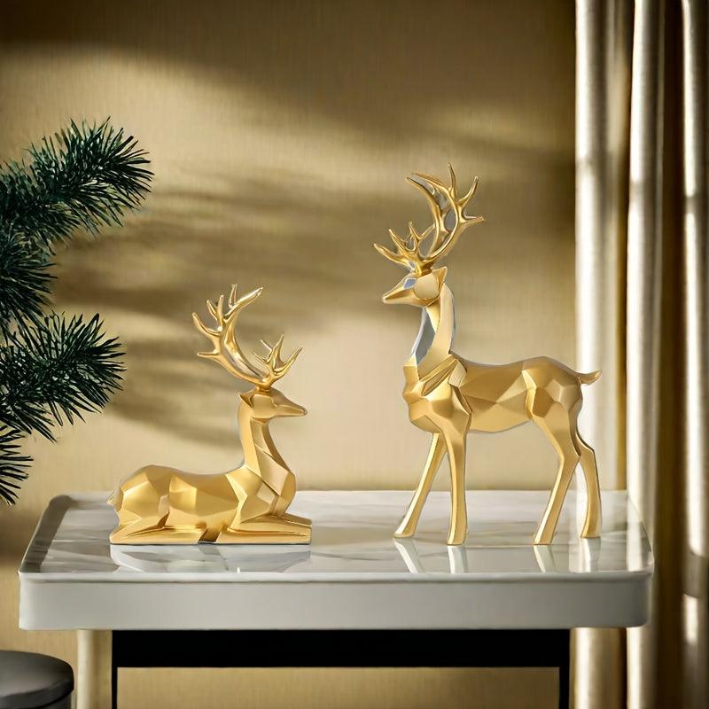 Set of 2 Golden Luxury Deer Figurines By PK LUXUS™ - PK LUXUS