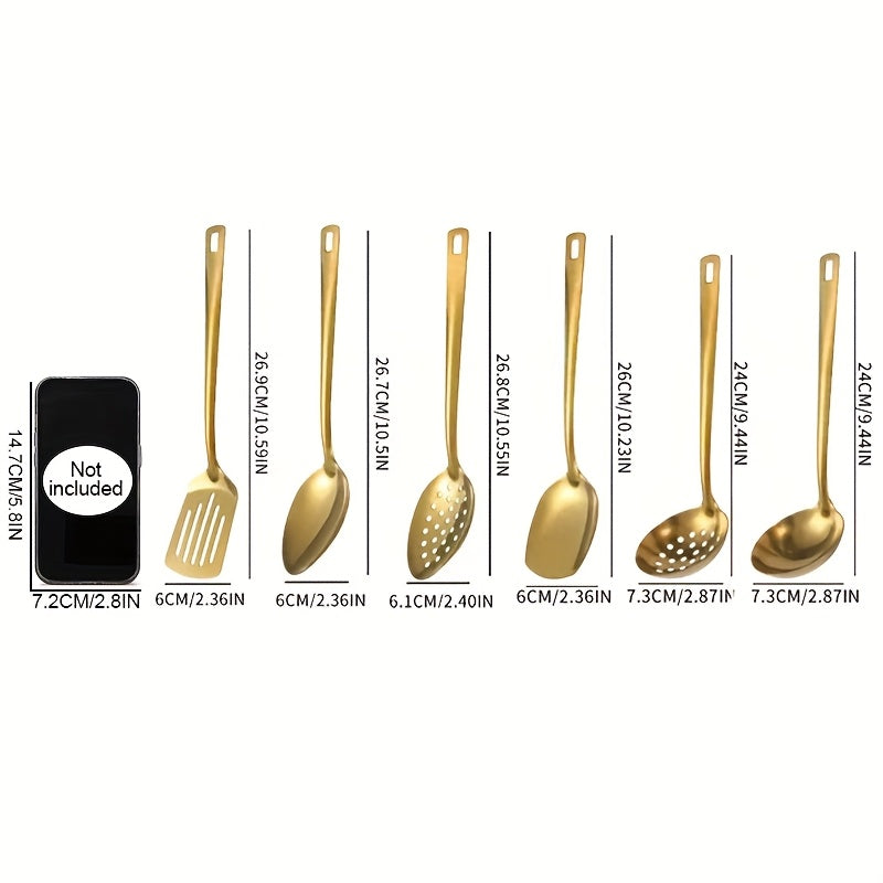 6pcs Korean Style Stainless Steel Gold-Plated Spatula Kitchenware Set By PK LUXUS™