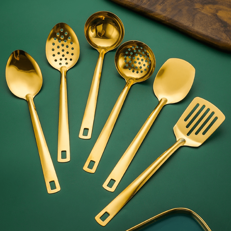 6pcs Korean Style Stainless Steel Gold-Plated Spatula Kitchenware Set By PK LUXUS™
