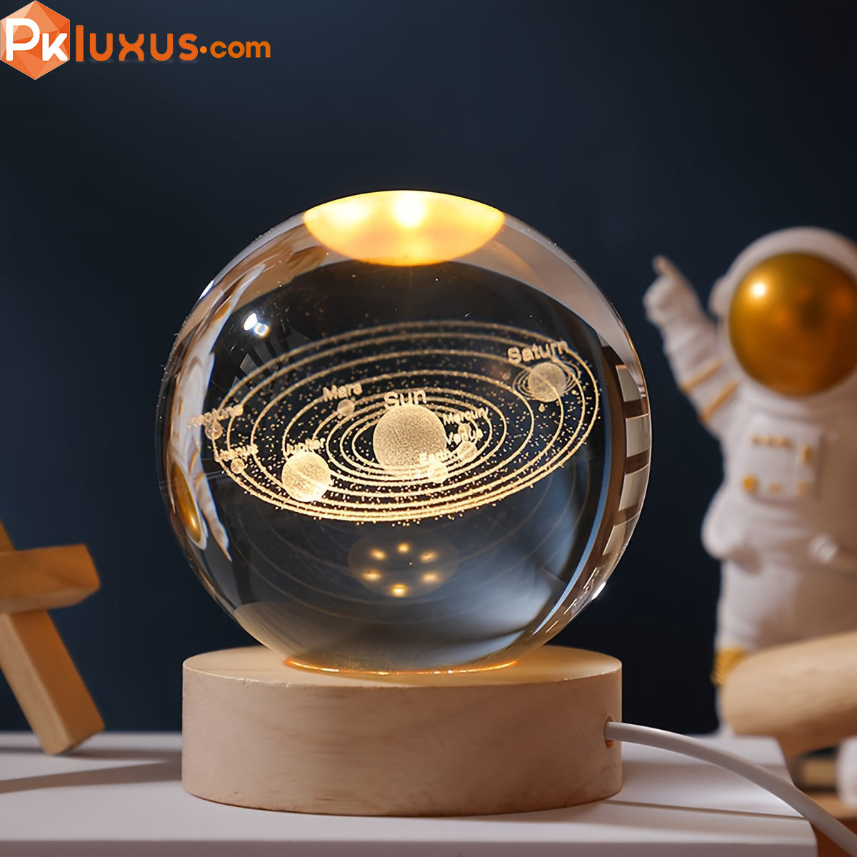 3D Laser-Engraved Crystal Ball Night Light - USB Powered Lamp By PK LUXUS™ - PK LUXUS