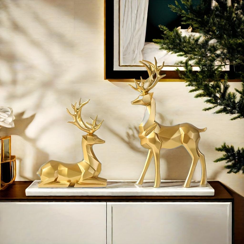 Set of 2 Golden Luxury Deer Figurines By PK LUXUS™ - PK LUXUS