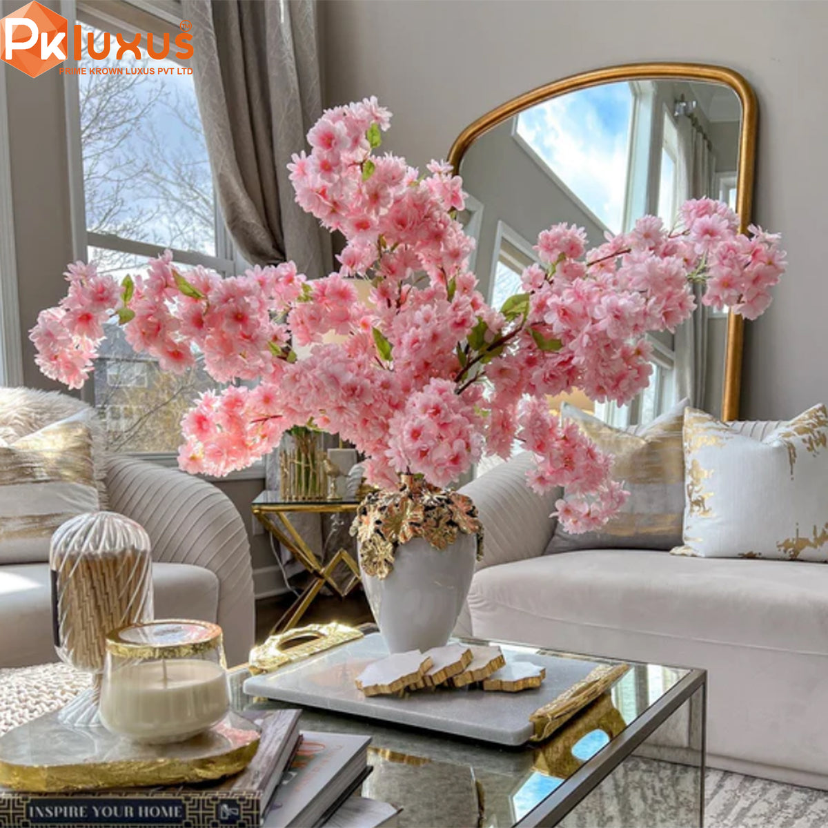 40-inch Pink Cherry Blossom Stem | Home Decoration | PK LUXUS™ - PK LUXUS