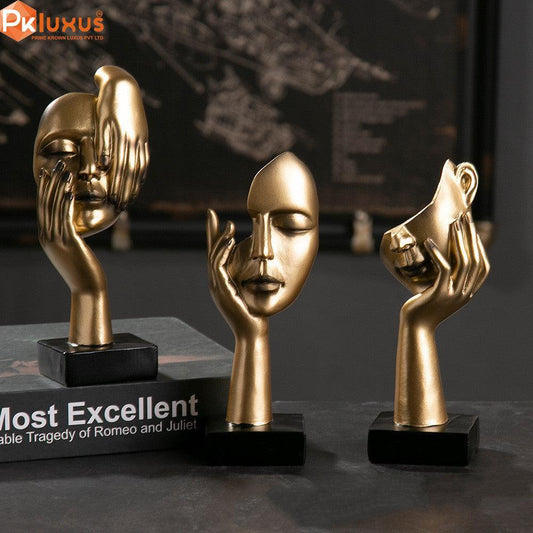 Set of 3 Hand On Face Sculpture Statues by PK LUXUS™ - PK LUXUS
