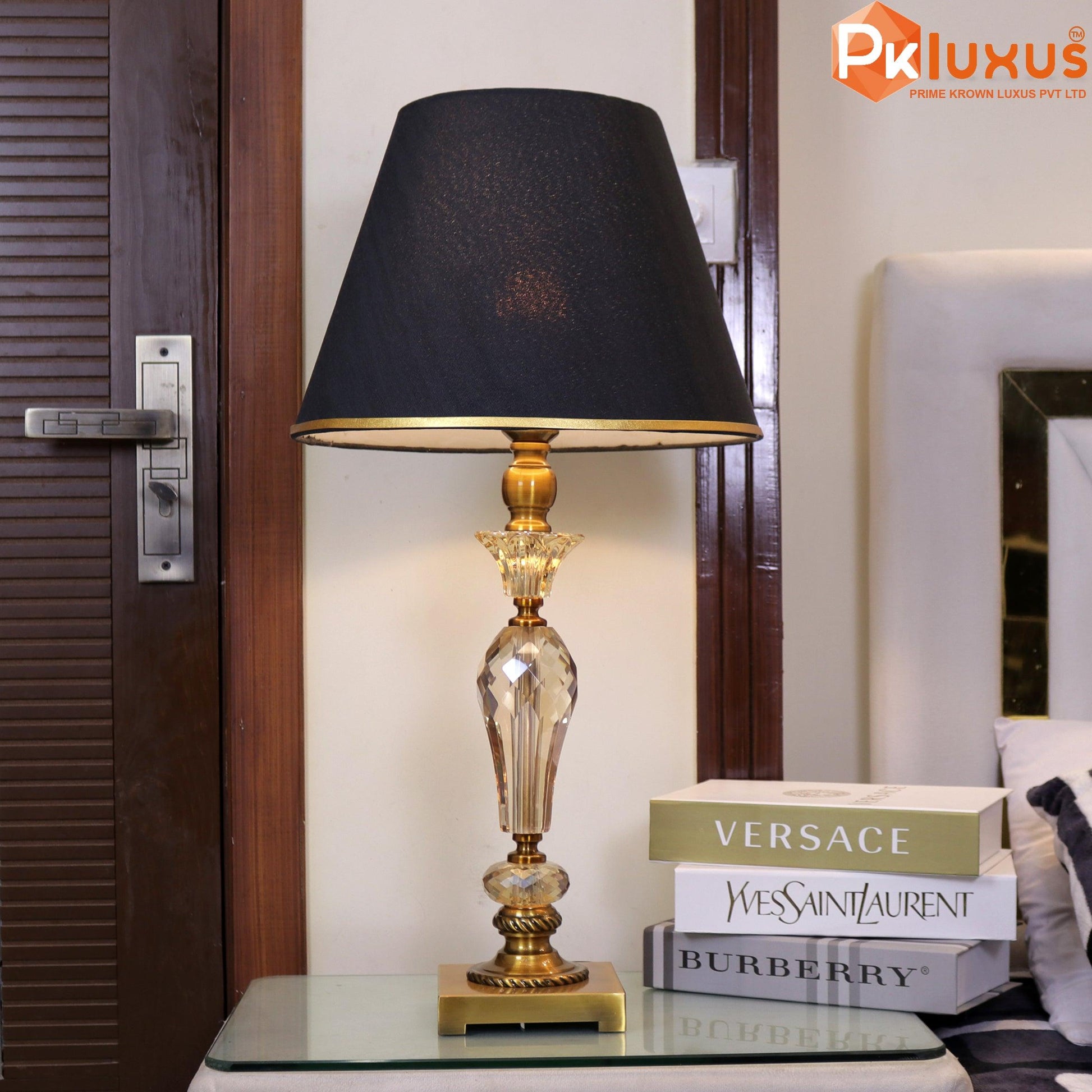 Gold Square Base Champagne Crystal Lamp | PK LUXUS™ - PK LUXUS