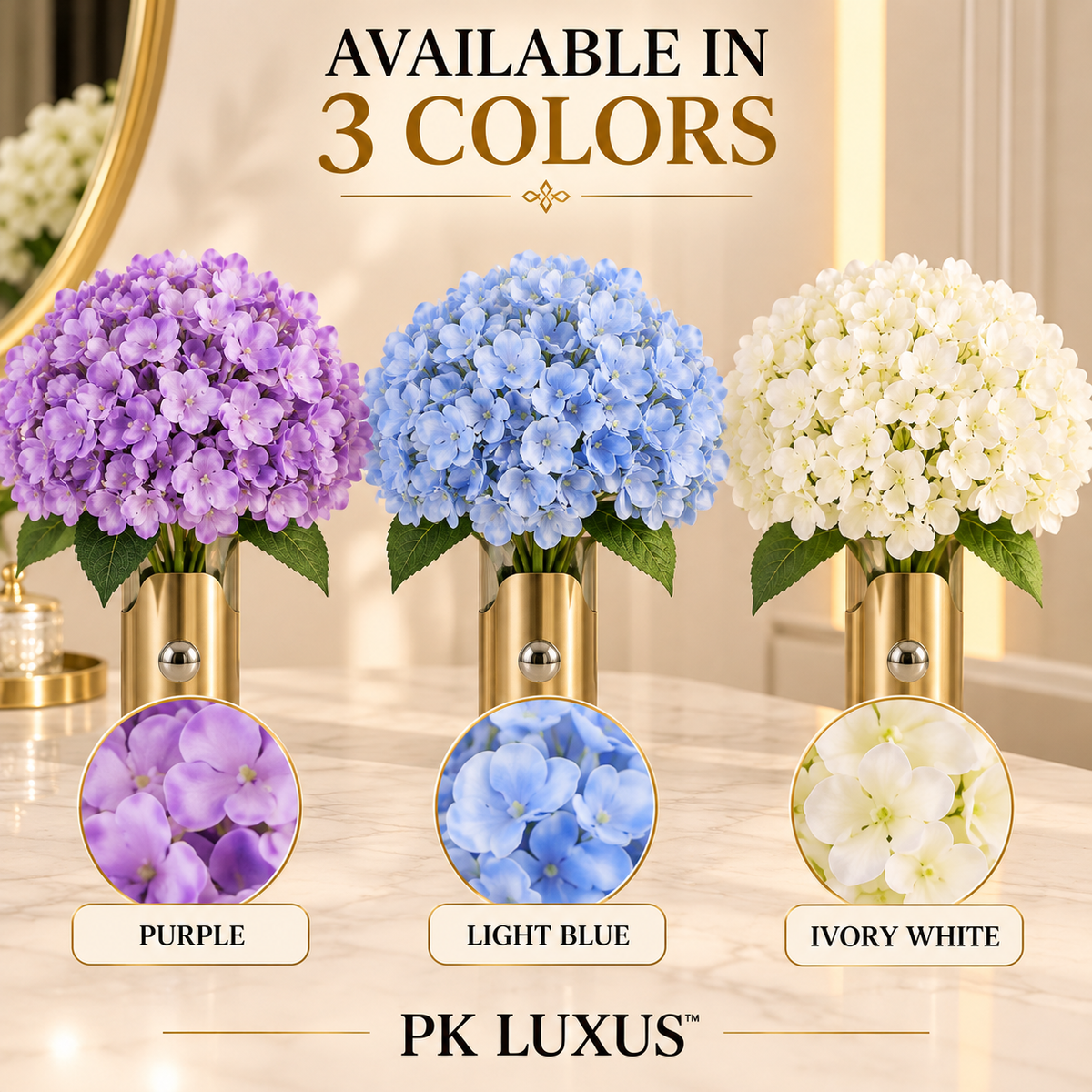 Premium White Artificial Hydrangea Flower Bunch By PK LUXUS™