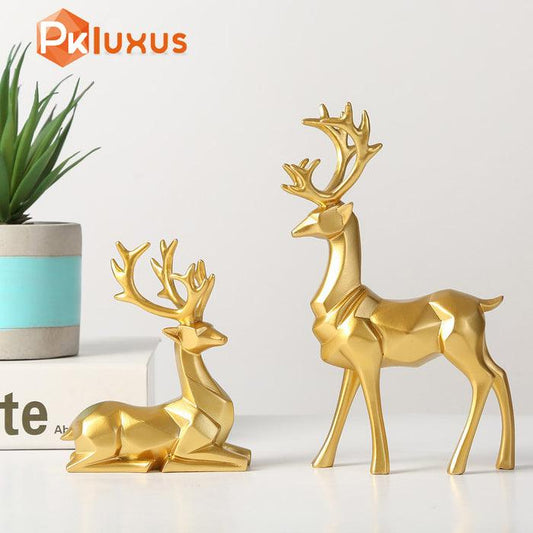 Set of 2 Golden Luxury Deer Figurines By PK LUXUS™ - PK LUXUS