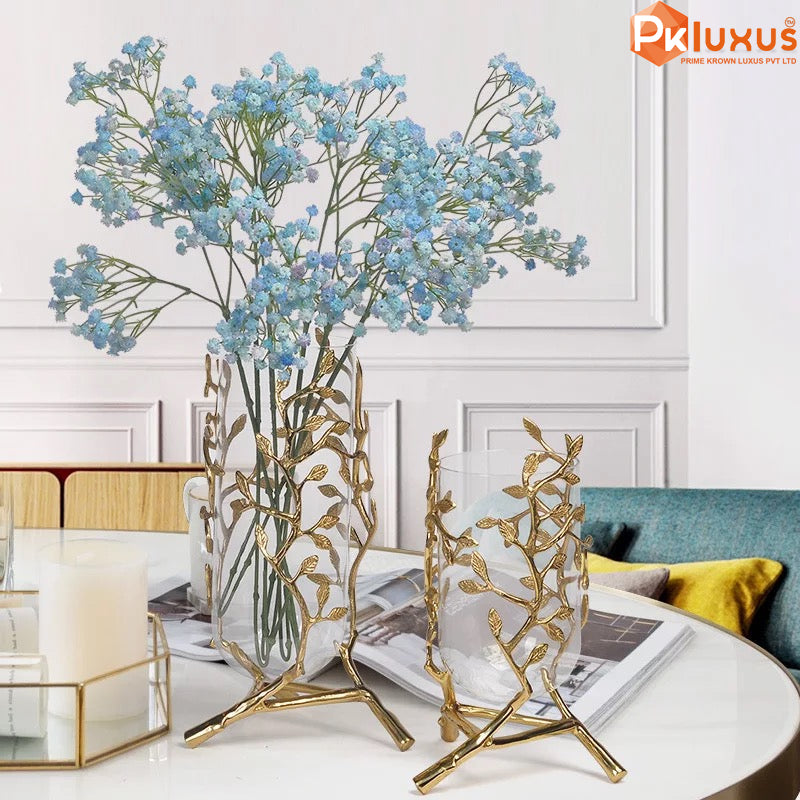 Glass Brass Vase / Brass Candle Holder By PK LUXUS™ - PK LUXUS