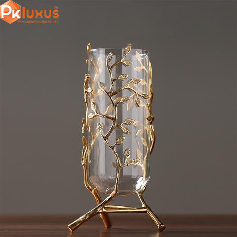 Glass Brass Vase / Brass Candle Holder By PK LUXUS™ - PK LUXUS