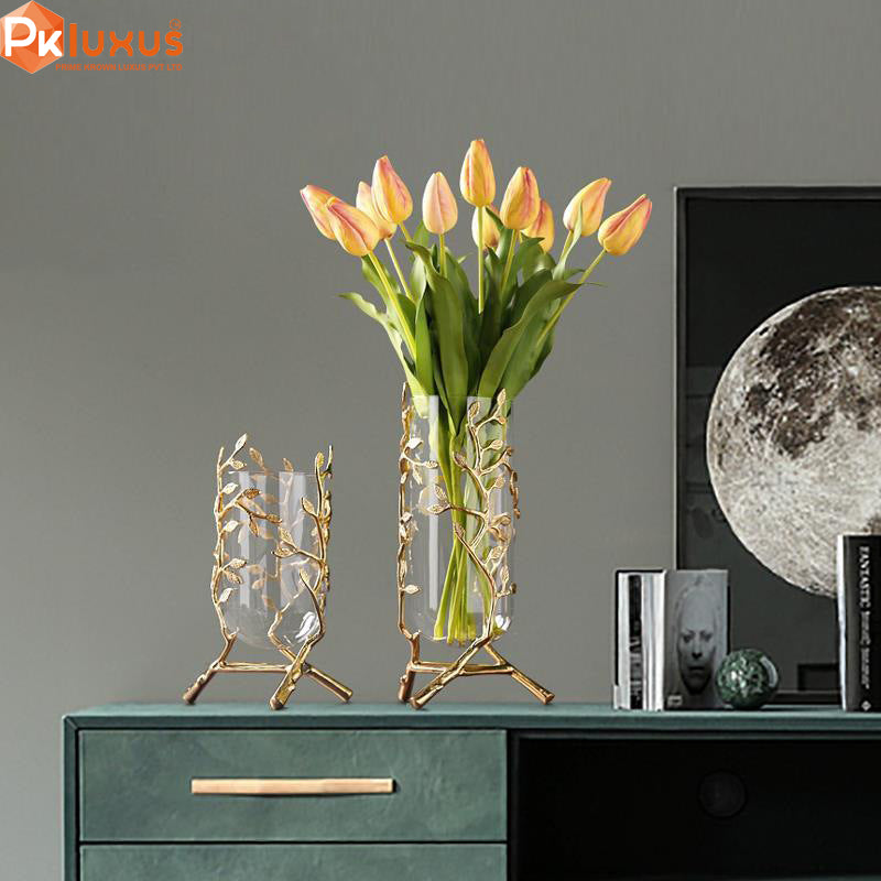 Glass Brass Vase / Brass Candle Holder By PK LUXUS™ - PK LUXUS