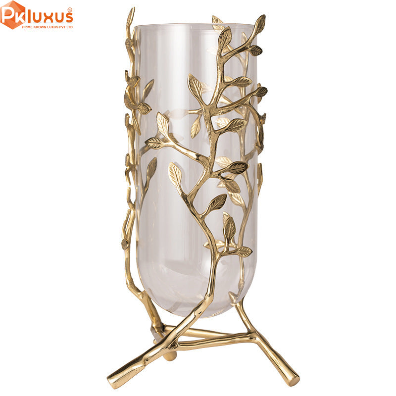 Glass Brass Vase / Brass Candle Holder By PK LUXUS™ - PK LUXUS