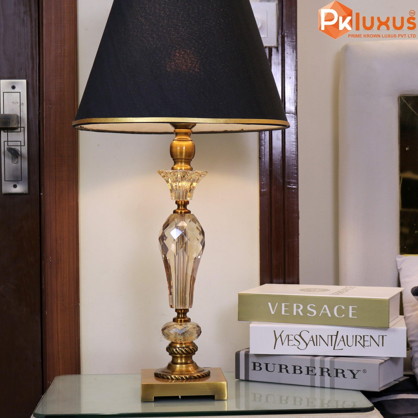 Gold Square Base Champagne Crystal Lamp | PK LUXUS™ - PK LUXUS