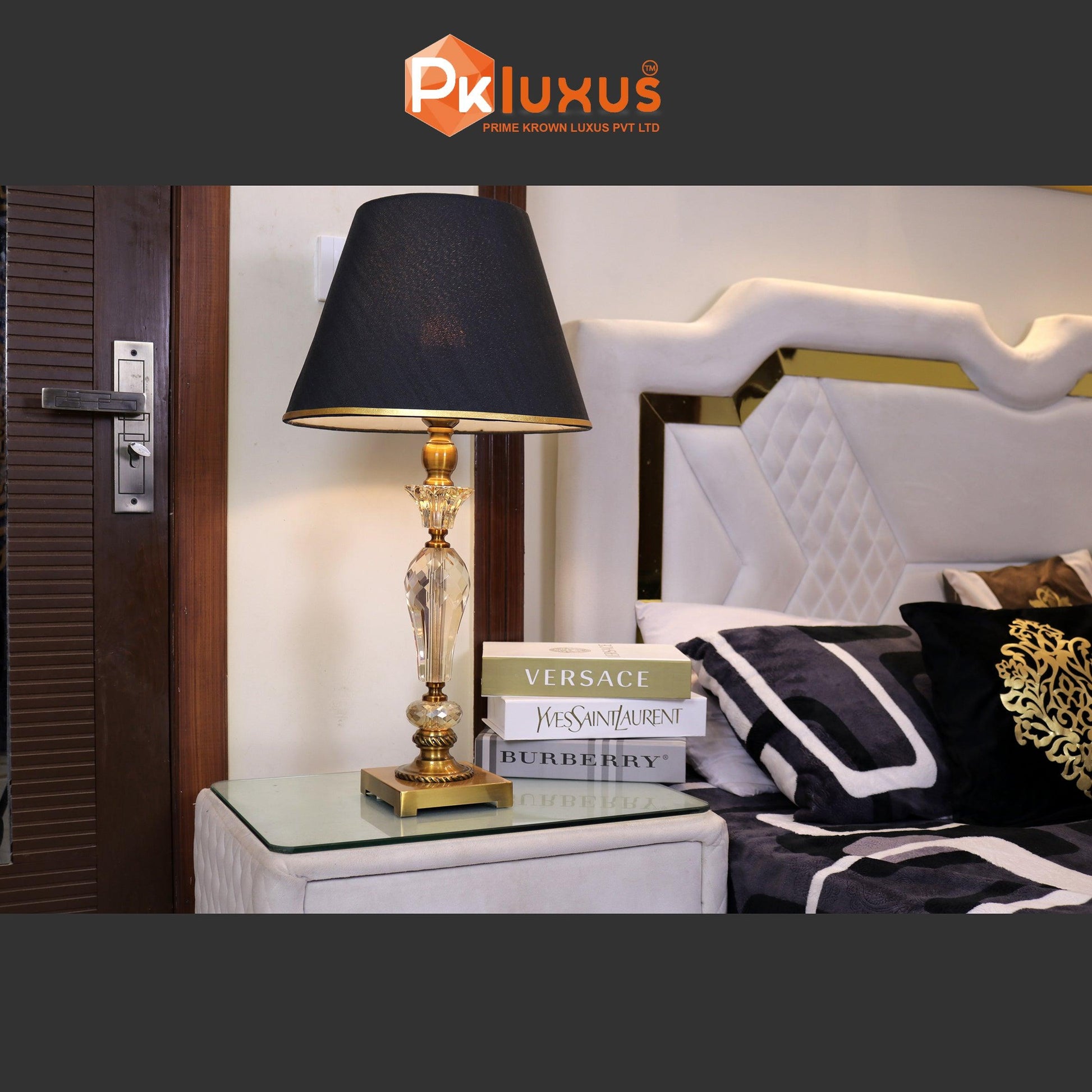 Gold Square Base Champagne Crystal Lamp | PK LUXUS™ - PK LUXUS