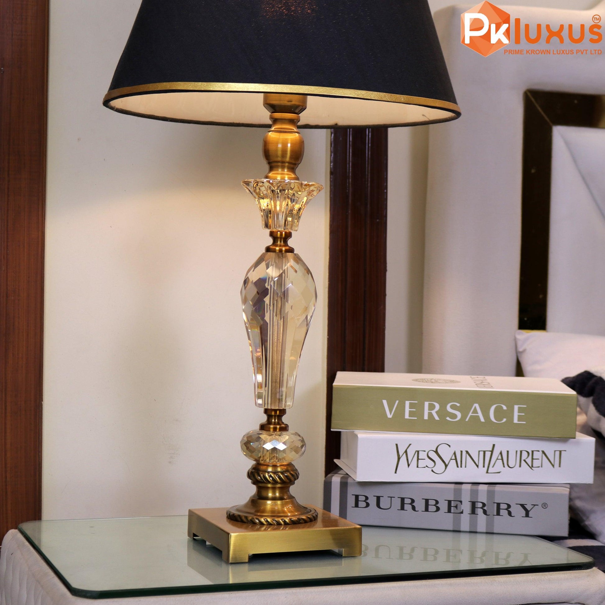 Gold Square Base Champagne Crystal Lamp | PK LUXUS™ - PK LUXUS