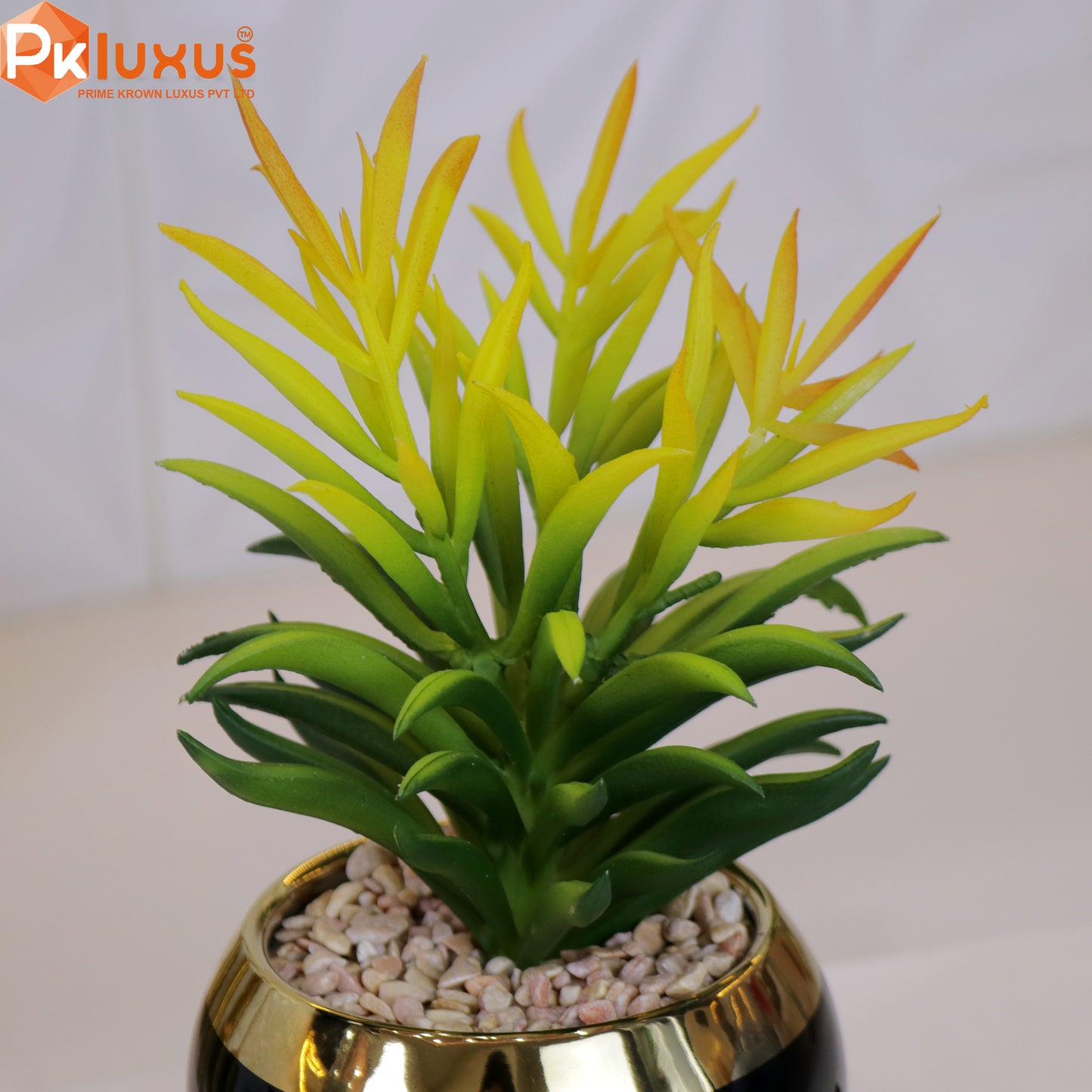 9-inch Black & Gold Planter, Pot and Stand By PK LUXUS™ - PK LUXUS