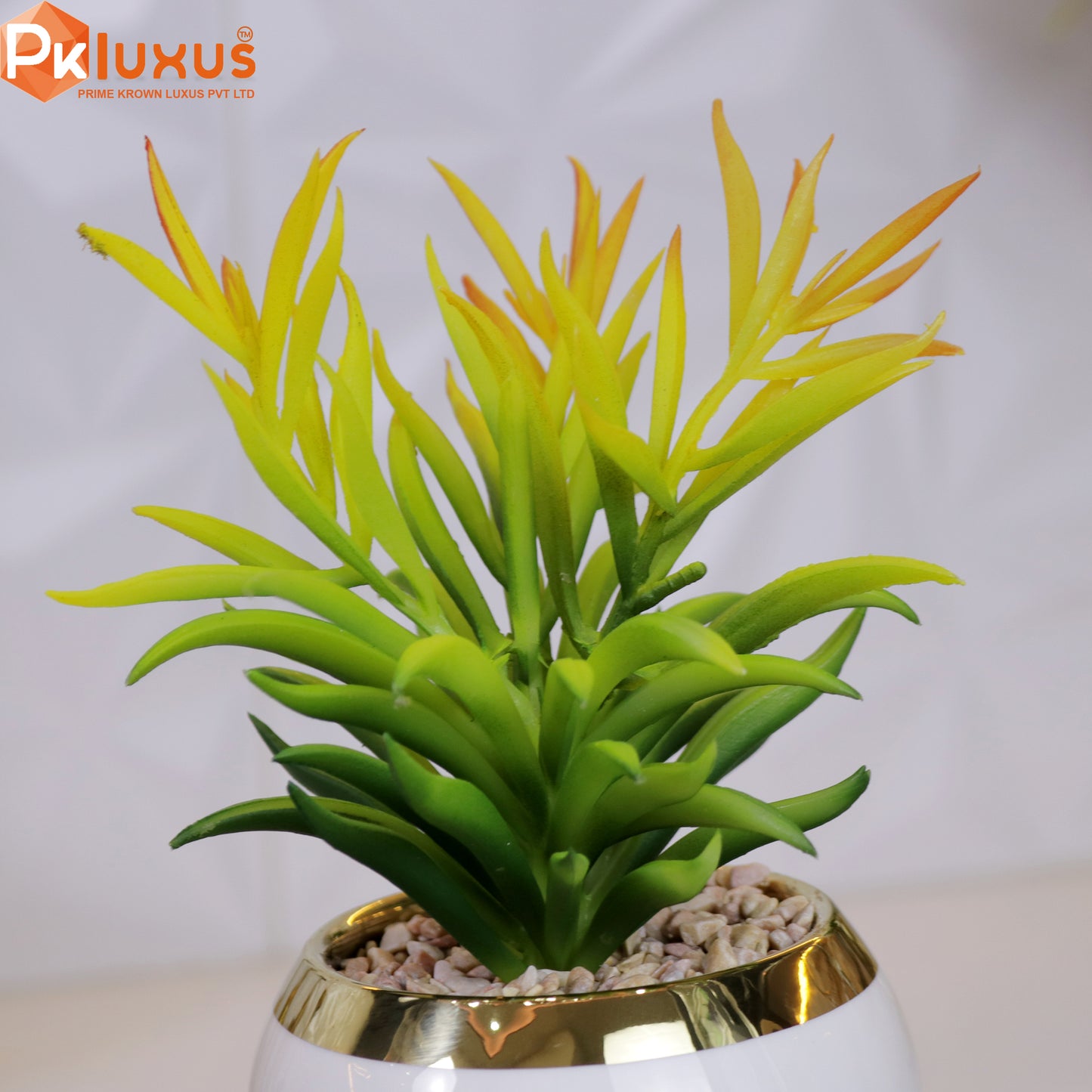 9-inch White & Gold Planter, Pot and Stand By PK LUXUS™ - PK LUXUS