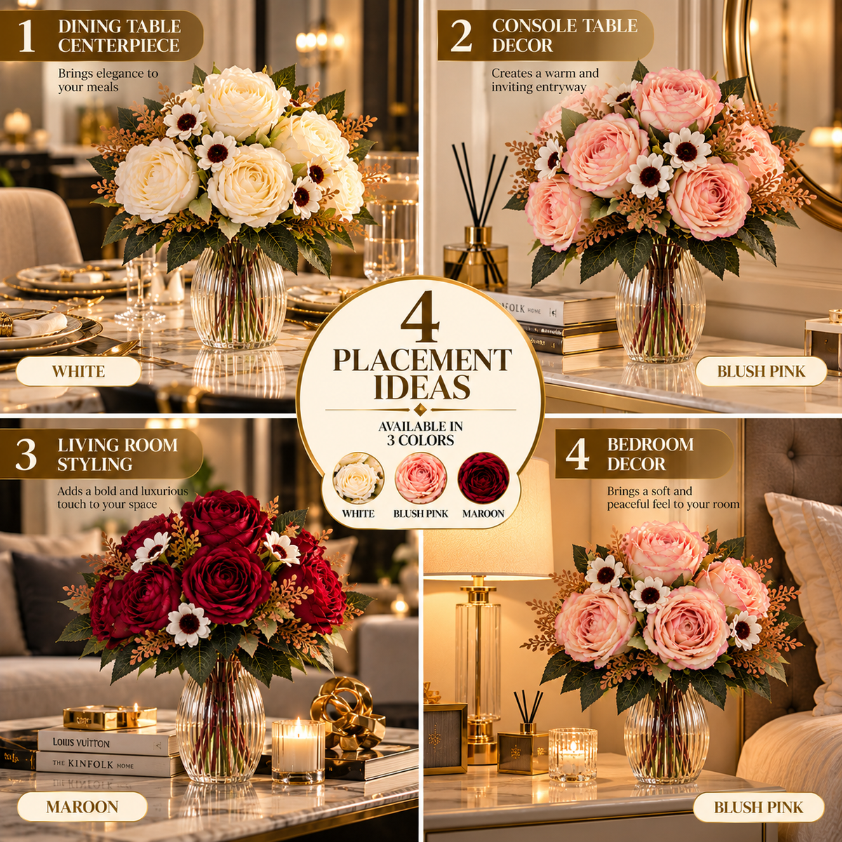 Artificial Rose & Daisy Mixed Bouquet – Available in 3 Colors | By PK LUXUS™