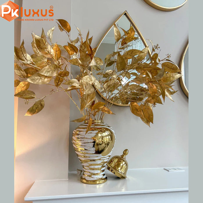 European Style White & Gold Ceramic Ginger Jars With Lid | PK LUXUS™ - PK LUXUS