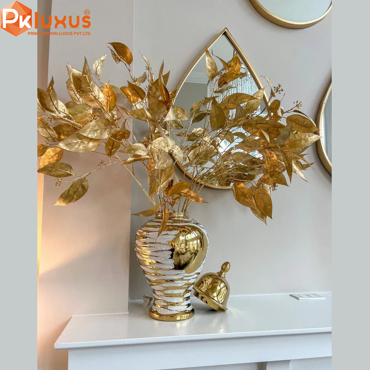 European Style White & Gold Ceramic Ginger Jars With Lid | PK LUXUS™ - PK LUXUS