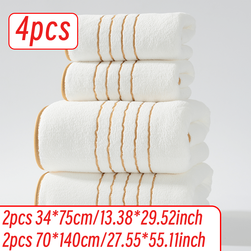 4pcs Adult Home Towel Set with Gold Striped Style By PK LUXUS™