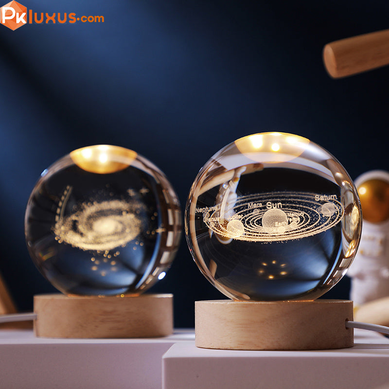 3D Laser-Engraved Crystal Ball Night Light - USB Powered Lamp By PK LUXUS™ - PK LUXUS