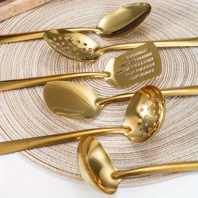 6pcs Korean Style Stainless Steel Gold-Plated Spatula Kitchenware Set By PK LUXUS™