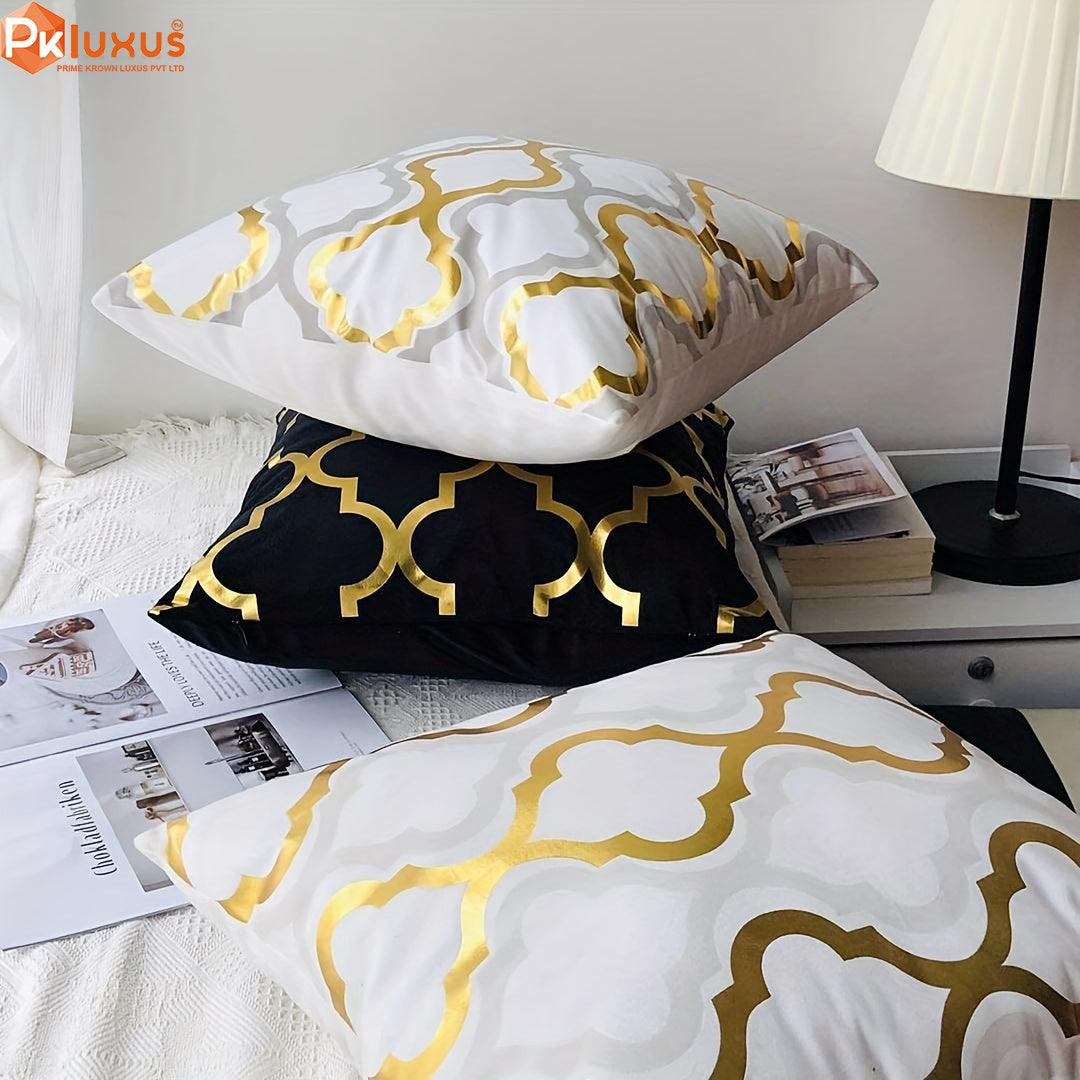4pcs, Golden Foil Geometric Throw Pillow Covers By PK LUXUS™ - PK LUXUS