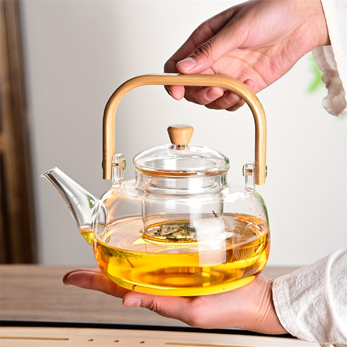 High-Quality Double Wall Glass Teapot with Bamboo Handle PK LUXUS™