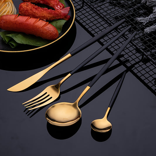 24 Pieces High Quality Golden Stainless Steel Cutlery Set By PK LUXUS™