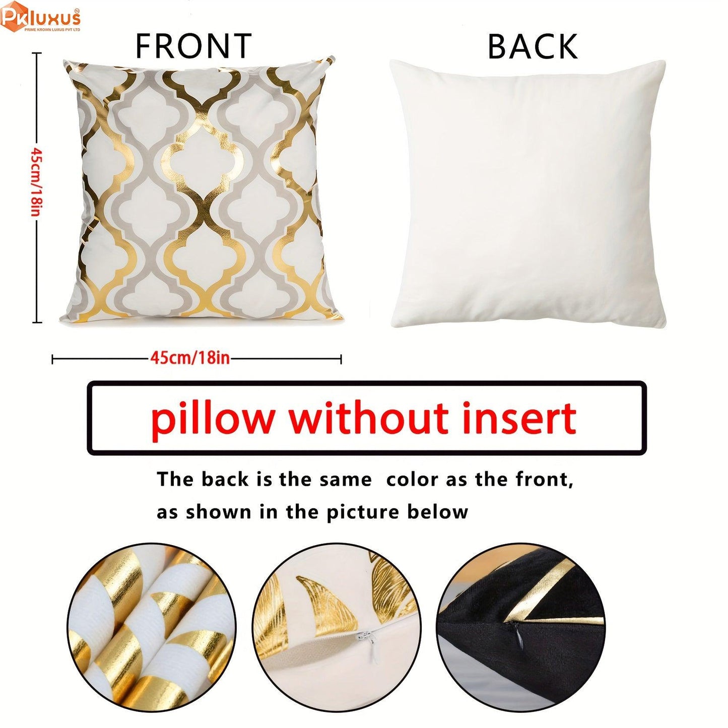 4pcs, Golden Foil Geometric Throw Pillow Covers By PK LUXUS™ - PK LUXUS