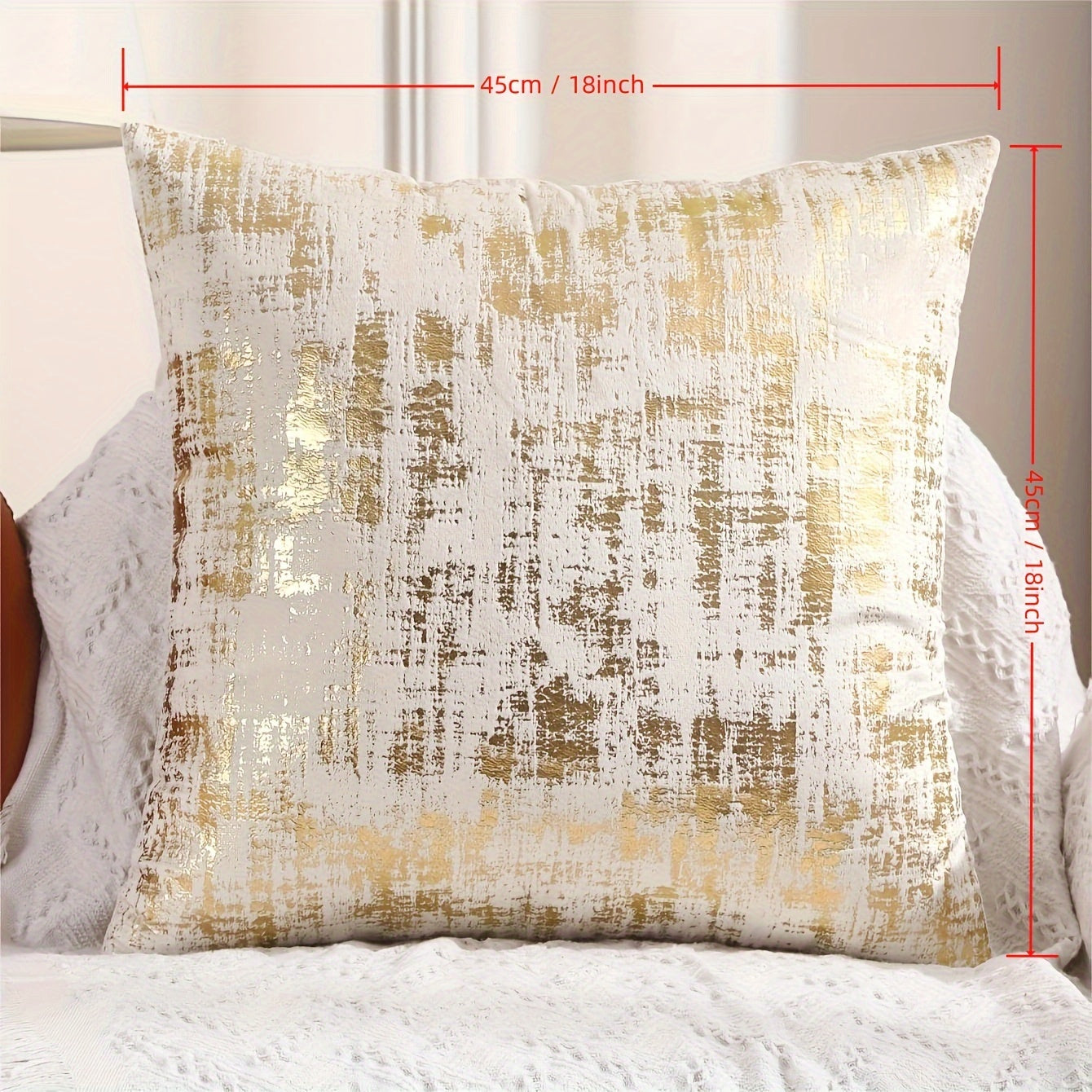 1pc Golden Printing Velvet Cushion Cover Decorative Super Soft By PK LUXUS™