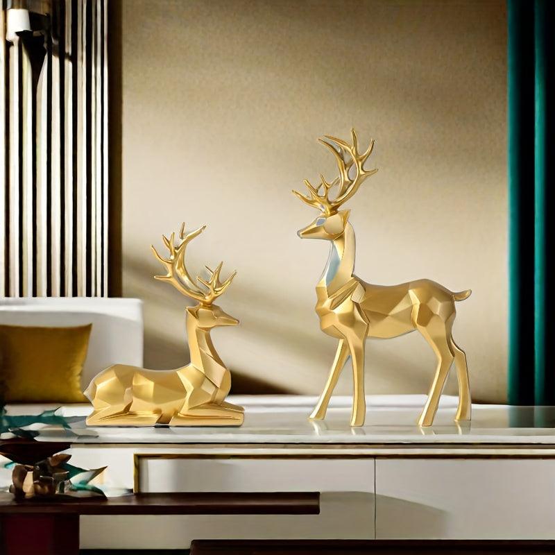 Set of 2 Golden Luxury Deer Figurines By PK LUXUS™ - PK LUXUS